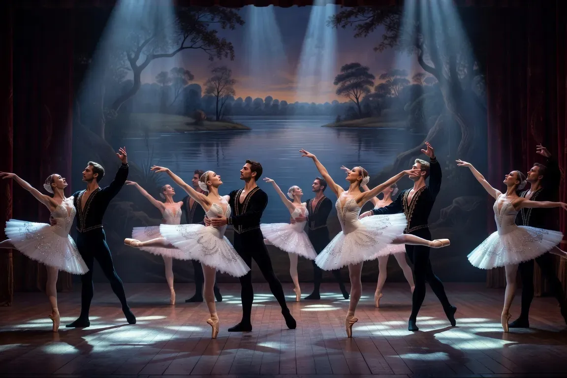 Danseuses de ballet en costumes russes traditionnels sur scène