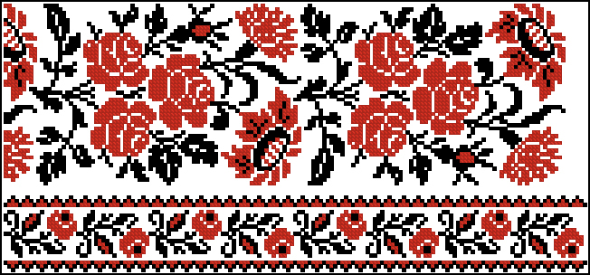 Patron de broderie russe : motif floral avec roses et tournesols pour rouchnik